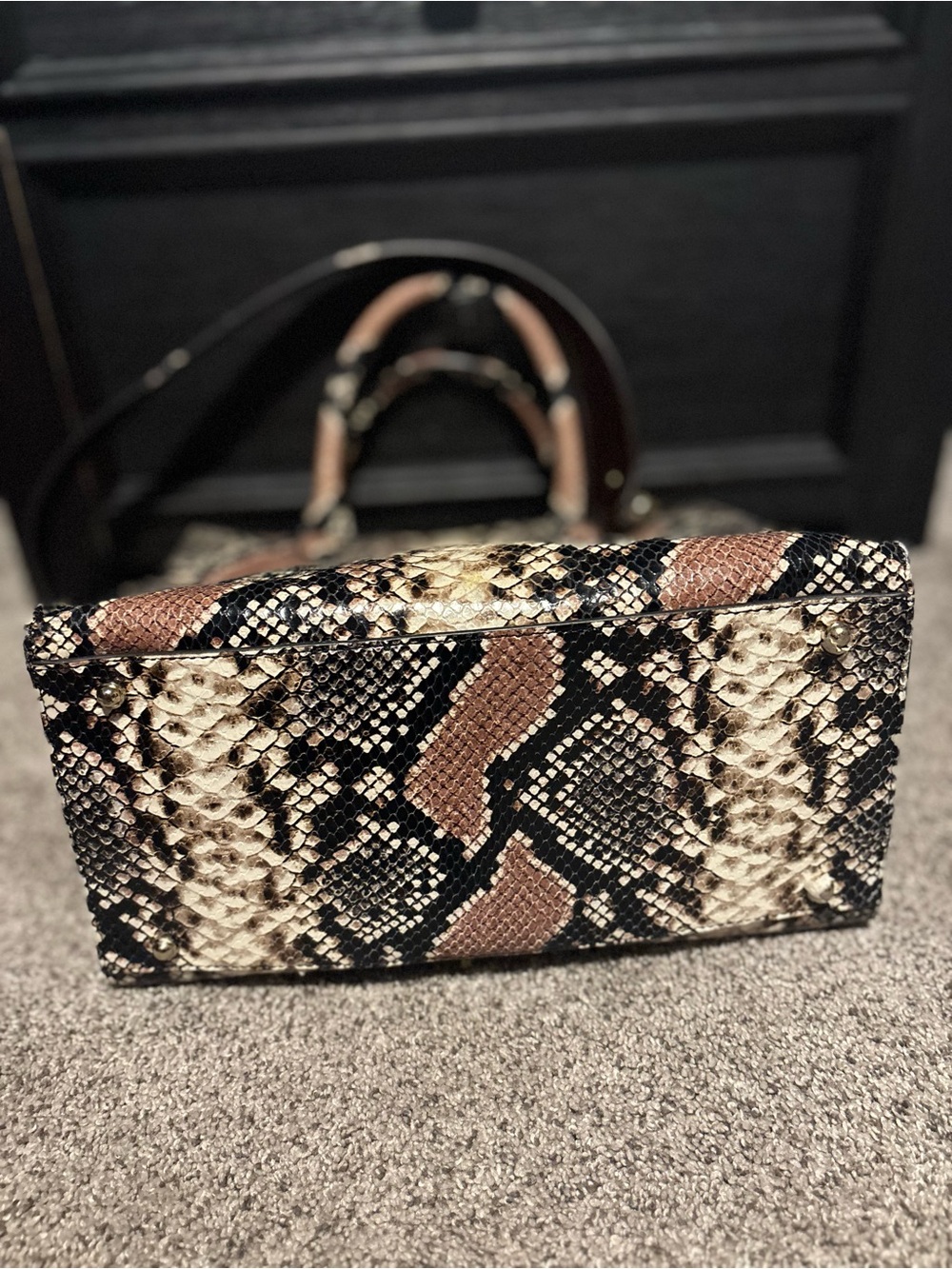 Brahmin Snake-Embossed Satchel and Wallet in Brown and Black - Picture 10 of 16